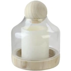 Northlight 7" Transparent Glass Hurricane With Decorative Wooden Lid -Michaels Decor Sale D236760S 3