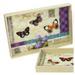 Northlight Ivory & Violet Vintage Style Butterfly Rectangular Serving Tray Set 8 Northlight Ivory & Violet Vintage Style Butterfly Rectangular Serving Tray Set -Michaels Decor Sale D236821S 2