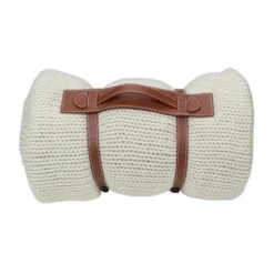 Northlight Ivory Knitted Throw Blanket With Carrying Band -Michaels Decor Sale D236865S 3