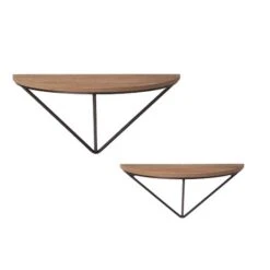 Glitzhome® Farmhouse Metal & Wooden Triangle Floating Shelf Set -Michaels Decor Sale D238284S 4