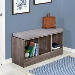 Honey Can Do Farmhouse Gray Entryway Bench With Storage Shelves -Michaels Decor Sale D238835S 3