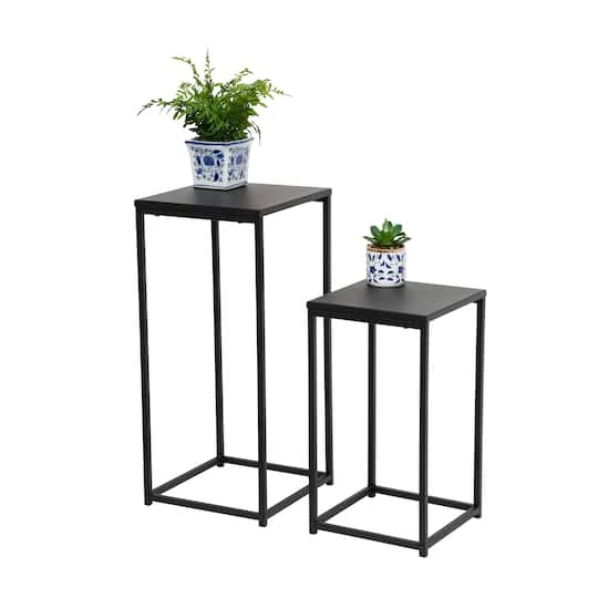 Honey Can Do Square Black Side Tables Set 5 Honey Can Do Square Black Side Tables Set - Image 3