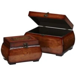 Brown Decorative Lacquered Wood Chests Set -Michaels Decor Sale D293001S 2