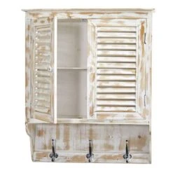 2.5ft. White Washed Wall Cabinet With Hooks -Michaels Decor Sale D293141S 4