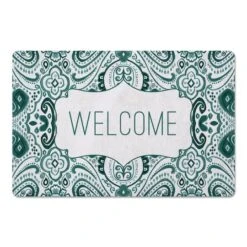 Green And White Welcome Floor Mat 6 Green And White Welcome Floor Mat -Michaels Decor Sale D294912S 1 1