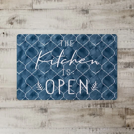 Blue With White The Kitchen Is Open Text Floor Mat 5 Blue With White The Kitchen Is Open Text Floor Mat - Image 3