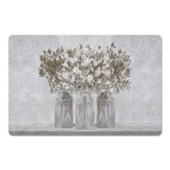 Gray Vases With Florals Floor Mat