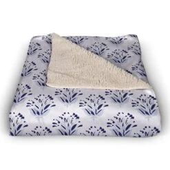 Blue Floral Sherpa Fleece Blanket -Michaels Decor Sale D295064S 2