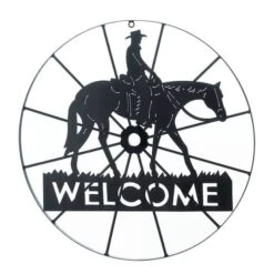 Black Metal Cowboy Welcome Wheel Sign -Michaels Decor Sale D296888S 1 1