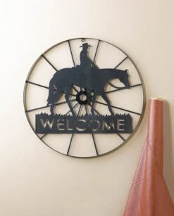 Black Metal Cowboy Welcome Wheel Sign -Michaels Decor Sale D296888S 2