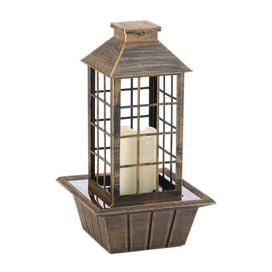 13.5" Bronzed Lantern LED Tabletop Fountain 3 13.5" Bronzed Lantern LED Tabletop Fountain