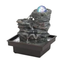 9" Glass Orb On Rocks LED Tabletop Fountain -Michaels Decor Sale D296934S 2