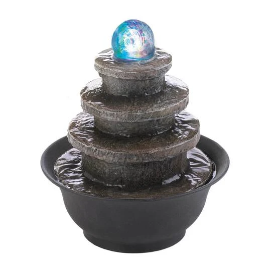 9.5" Tiered Round LED Tabletop Fountain 5 9.5" Tiered Round LED Tabletop Fountain - Image 3