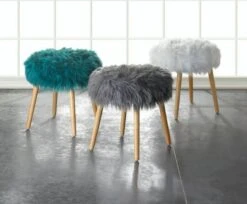17.25" Turquoise Faux Fur Stool -Michaels Decor Sale D297116S 2