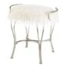 21.25" White Faux Fur Vanity Stool 2 21.25" White Faux Fur Vanity Stool -Michaels Decor Sale D297122S 1