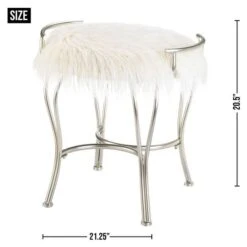 21.25" White Faux Fur Vanity Stool -Michaels Decor Sale D297122S 3