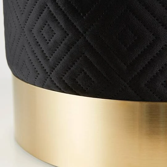 16.5" Black Velvet Stool 5 16.5" Black Velvet Stool - Image 3