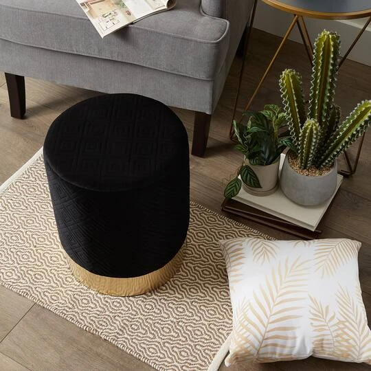 16.5" Black Velvet Stool 7 16.5" Black Velvet Stool - Image 5