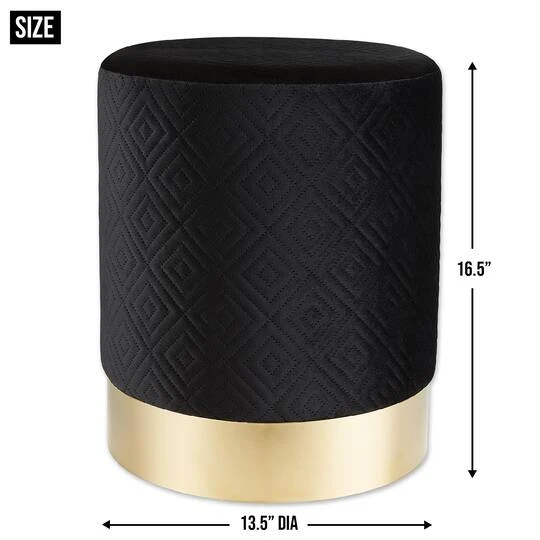 16.5" Black Velvet Stool 8 16.5" Black Velvet Stool - Image 6
