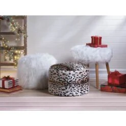 17.25" White Faux Fur Stool -Michaels Decor Sale D297126S 2