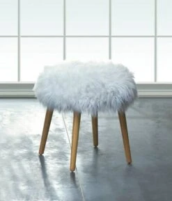 17.25" White Faux Fur Stool -Michaels Decor Sale D297126S 6