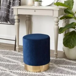 16.5" Navy Blue Velvet Stool -Michaels Decor Sale D297133S 4
