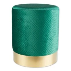 16.5" Green Velvet Stool