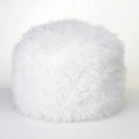 12" Fuzzy White Ottoman Pouf 10 12" Fuzzy White Ottoman Pouf - Image 8