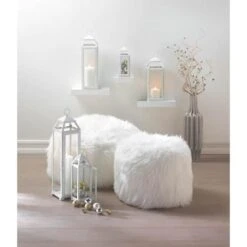 12" Fuzzy White Ottoman Pouf 13 12" Fuzzy White Ottoman Pouf -Michaels Decor Sale D297148S 3