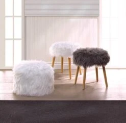 12" Fuzzy White Ottoman Pouf 14 12" Fuzzy White Ottoman Pouf -Michaels Decor Sale D297148S 4