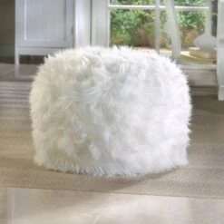 12" Fuzzy White Ottoman Pouf 15 12" Fuzzy White Ottoman Pouf -Michaels Decor Sale D297148S 5