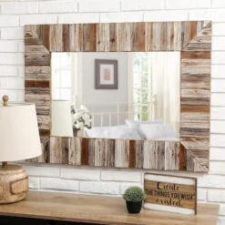 Glitzhome® 39.5" Rectangle Wooden Farmhouse Wall Mirror -Michaels Decor Sale D299635S 3