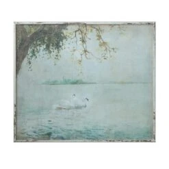 Hello Honey® 31.5" Blue Vintage Swans Wood Framed Wall Décor