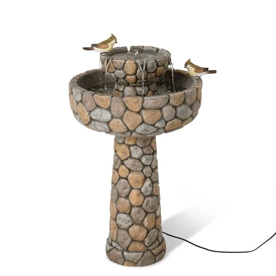 Glitzhome® 2ft. 2-Tier Stone-Like Outdoor Birdbath Fountain 4 Glitzhome® 2ft. 2-Tier Stone-Like Outdoor Birdbath Fountain - Image 2