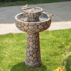 Glitzhome® 2ft. 2-Tier Stone-Like Outdoor Birdbath Fountain 14 Glitzhome® 2ft. 2-Tier Stone-Like Outdoor Birdbath Fountain -Michaels Decor Sale D303612S 3