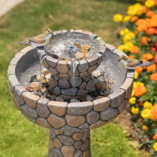 Glitzhome® 2ft. 2-Tier Stone-Like Outdoor Birdbath Fountain 8 Glitzhome® 2ft. 2-Tier Stone-Like Outdoor Birdbath Fountain - Image 6