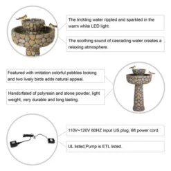 Glitzhome® 2ft. 2-Tier Stone-Like Outdoor Birdbath Fountain 18 Glitzhome® 2ft. 2-Tier Stone-Like Outdoor Birdbath Fountain -Michaels Decor Sale D303612S 7