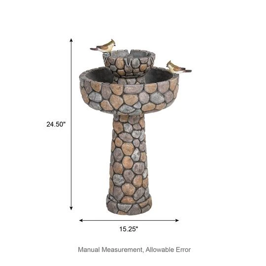 Glitzhome® 2ft. 2-Tier Stone-Like Outdoor Birdbath Fountain 11 Glitzhome® 2ft. 2-Tier Stone-Like Outdoor Birdbath Fountain - Image 9