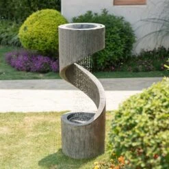 Glitzhome® 3.5ft. Curving Shaped Outdoor LED Fountain Gray 13 Glitzhome® 3.5ft. Curving Shaped Outdoor LED Fountain Gray -Michaels Decor Sale D303613S 2