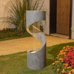 Glitzhome® 3.5ft. Curving Shaped Outdoor LED Fountain Gray 14 Glitzhome® 3.5ft. Curving Shaped Outdoor LED Fountain Gray -Michaels Decor Sale D303613S 3