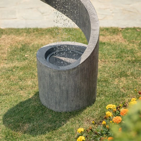 Glitzhome® 3.5ft. Curving Shaped Outdoor LED Fountain Gray 7 Glitzhome® 3.5ft. Curving Shaped Outdoor LED Fountain Gray - Image 5