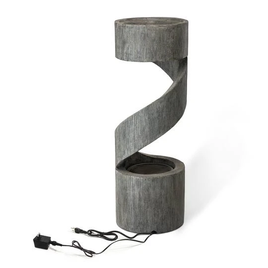 Glitzhome® 3.5ft. Curving Shaped Outdoor LED Fountain Gray 9 Glitzhome® 3.5ft. Curving Shaped Outdoor LED Fountain Gray - Image 7