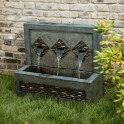 Glitzhome® 2.5ft. Faux Concrete And Pebbles Outdoor LED Fountain -Michaels Decor Sale D303616S 2