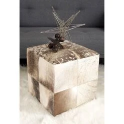 16" Gray Leather & Wood Glam Ottoman 19 16" Gray Leather & Wood Glam Ottoman -Michaels Decor Sale D304055S 8