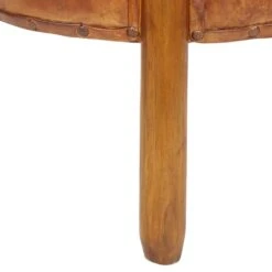 20" Brown Leather & Teak Traditional Stool 14 20" Brown Leather & Teak Traditional Stool -Michaels Decor Sale D304074S 4