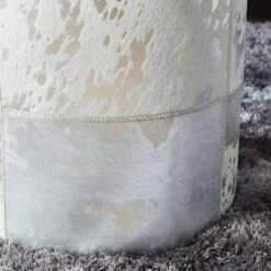 17" Silver & White Leather & Wood Glam Ottoman -Michaels Decor Sale D304085S 4