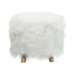 19" White Faux Fur Contemporary Stool -Michaels Decor Sale D304093S 2