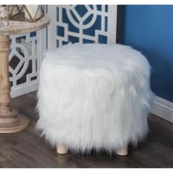 19" White Faux Fur Contemporary Stool -Michaels Decor Sale D304093S 7