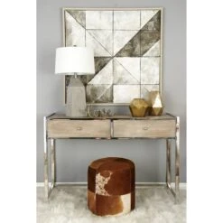 16" Brown Wood & Leather Farmhouse Ottoman -Michaels Decor Sale D304094S 6