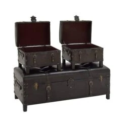 Dark Brown Cedar Traditional Storage Bench Set -Michaels Decor Sale D304103S 3